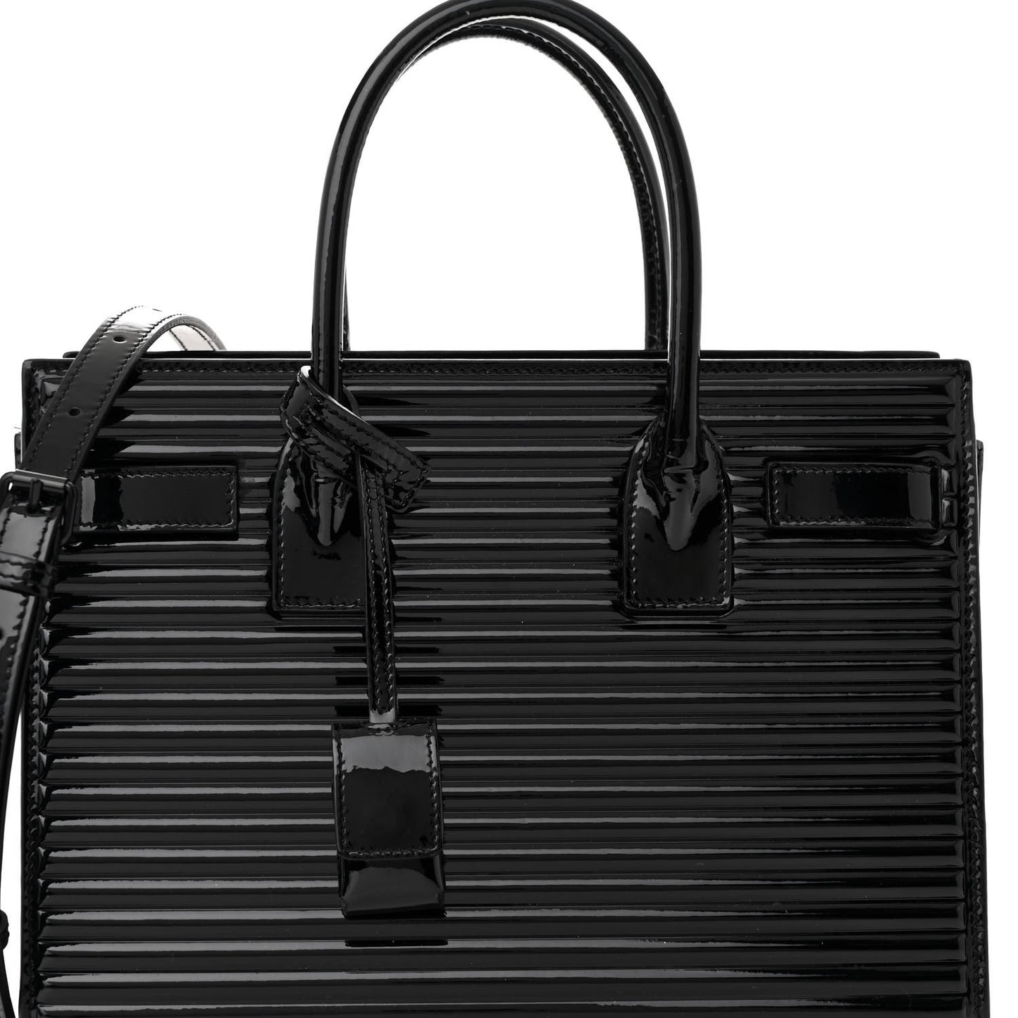 Ribbed Patent Calfskin Baby Sac De Jour Black