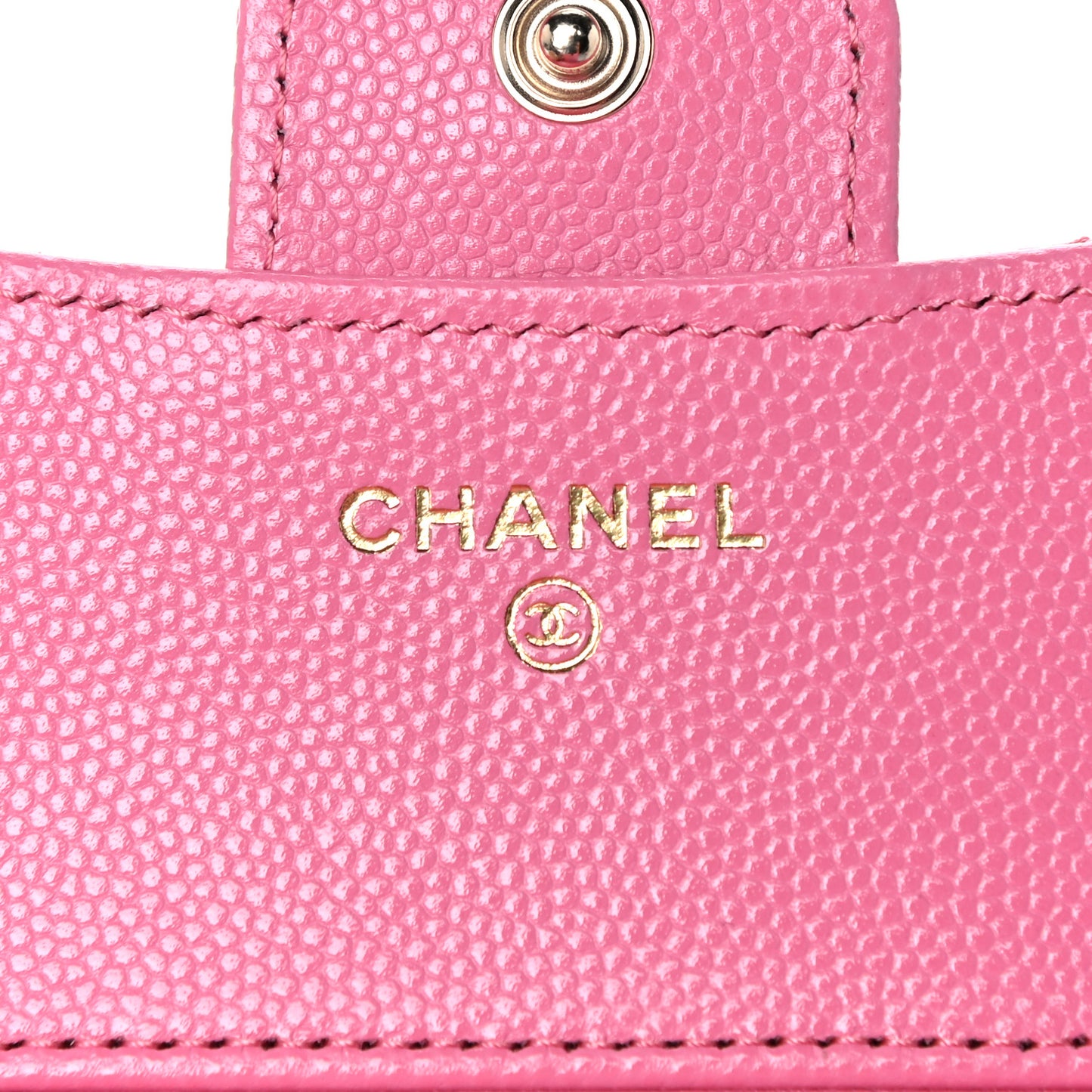 Caviar Quilted Compact Flap Wallet Pink