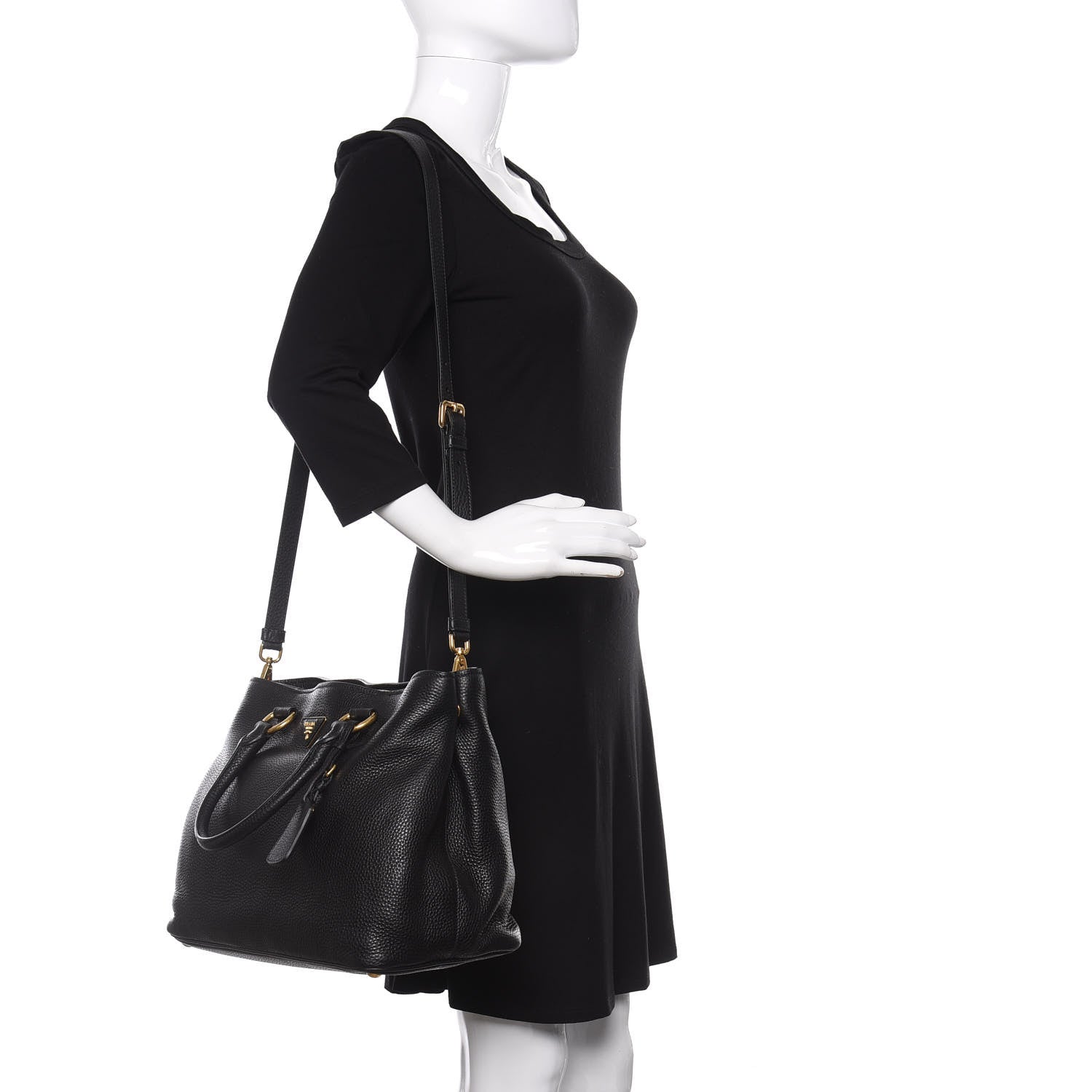 Prada Vitello Daino Shopping Tote Black 2 of 11