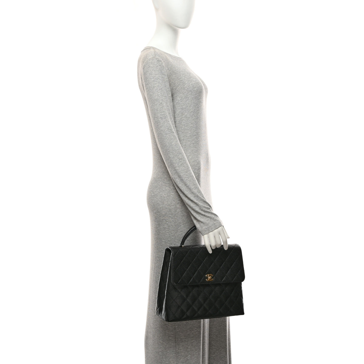 Chanel Caviar Quilted Jumbo Kelly Flap Black 2 of 10