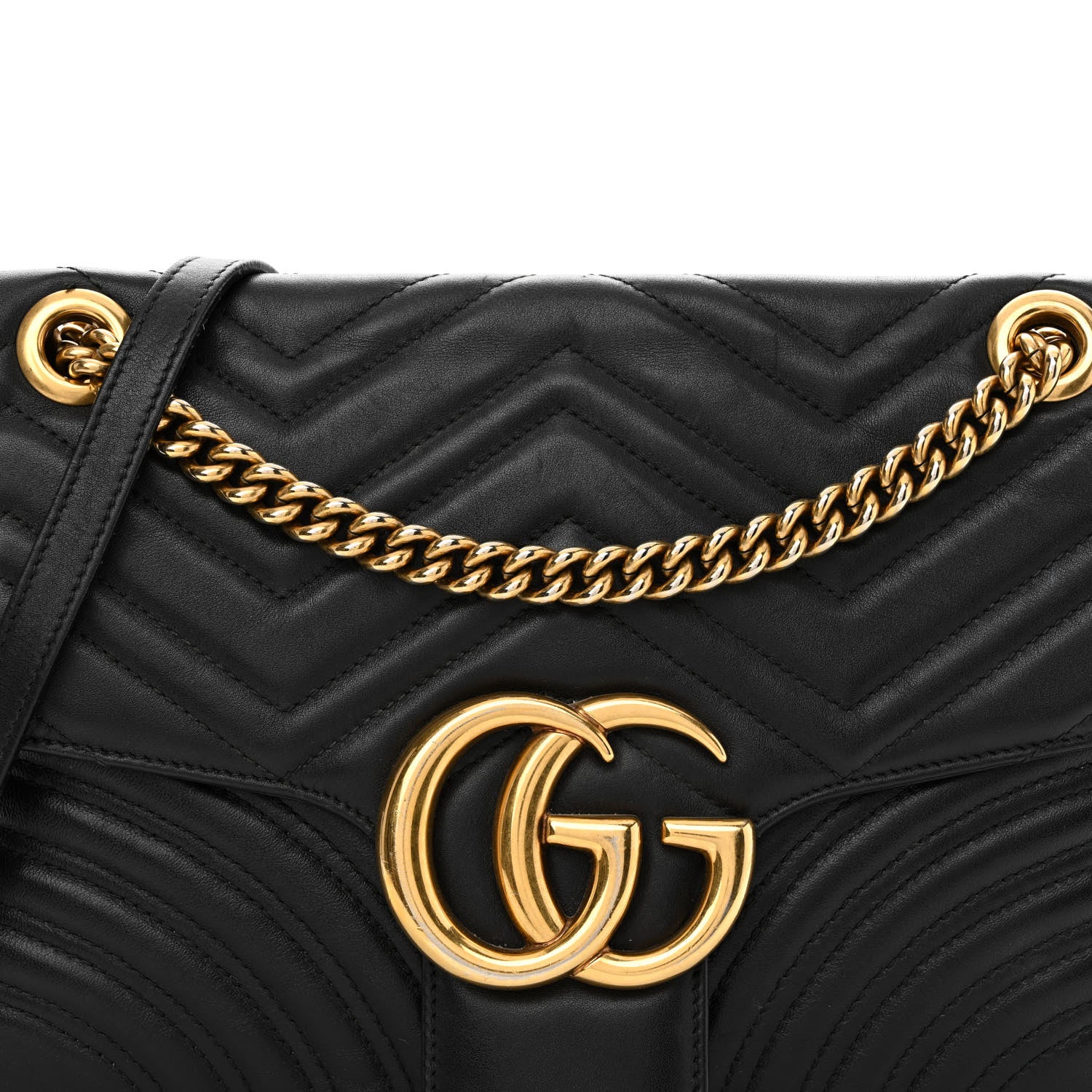Gucci Calfskin Matelasse Medium GG Marmont Shoulder Bag Black 8 of 18
