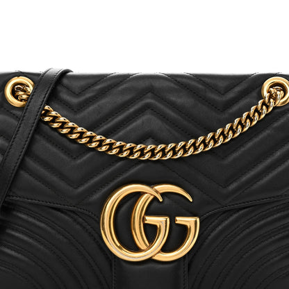 Gucci Calfskin Matelasse Medium GG Marmont Shoulder Bag Black 8 of 18
