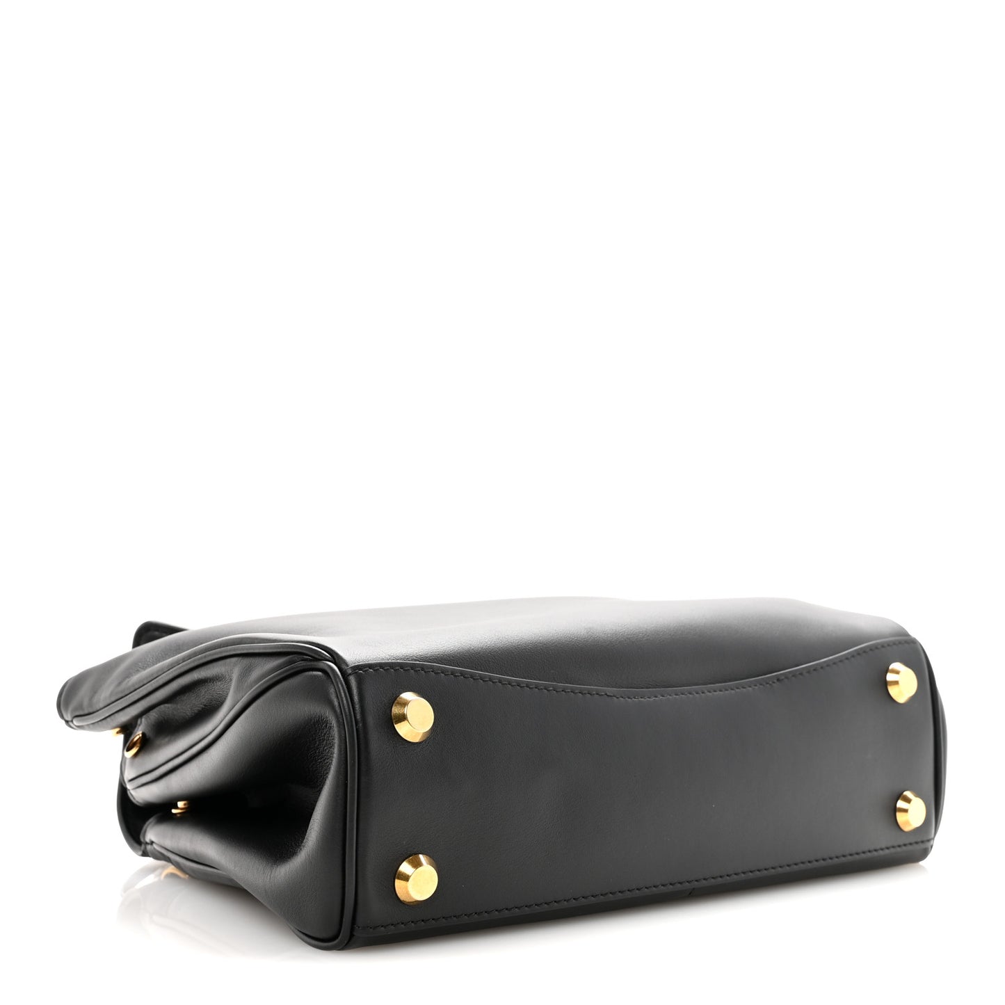 Natural Smooth Calfskin Small Rodeo Top Handle Handbag Black