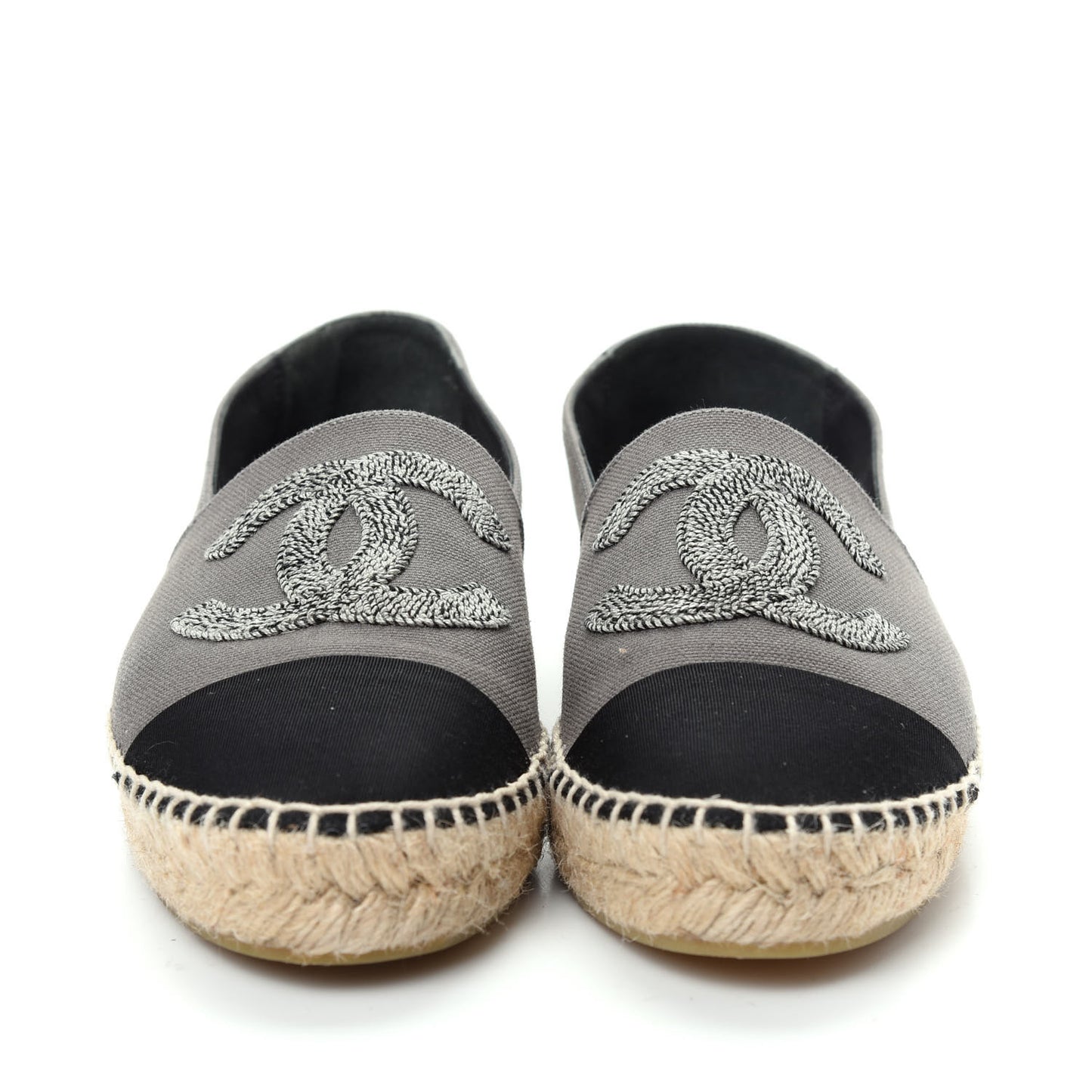 Canvas Grosgrain CC Espadrilles 40 Grey