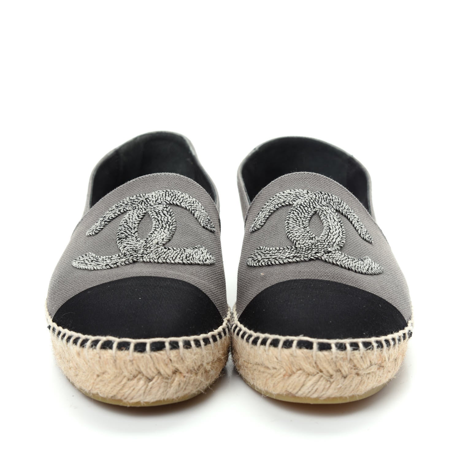 Chanel Canvas Grosgrain CC Espadrilles 40 Grey 2 of 10