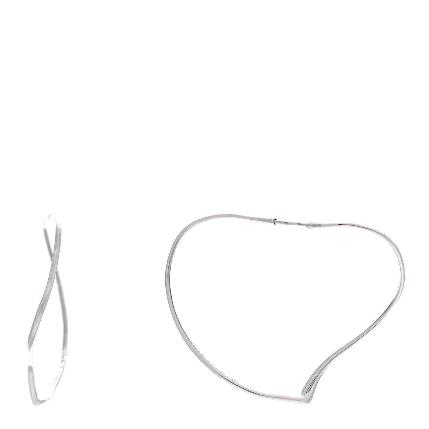 Sterling Silver Large Elsa Peretti Open Heart Hoop Earrings