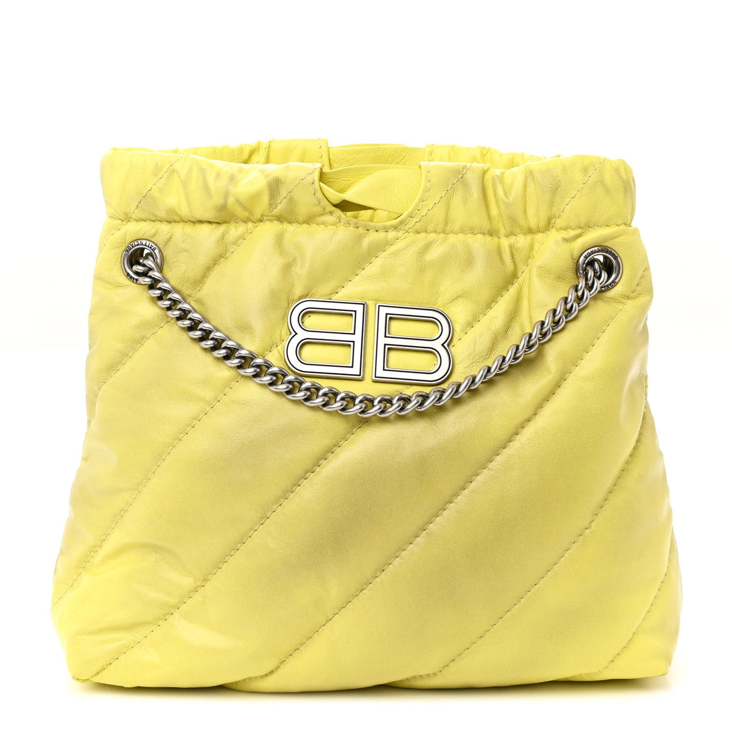 Crushed Calfskin Quilted Crush Small Tote Bag Citrus