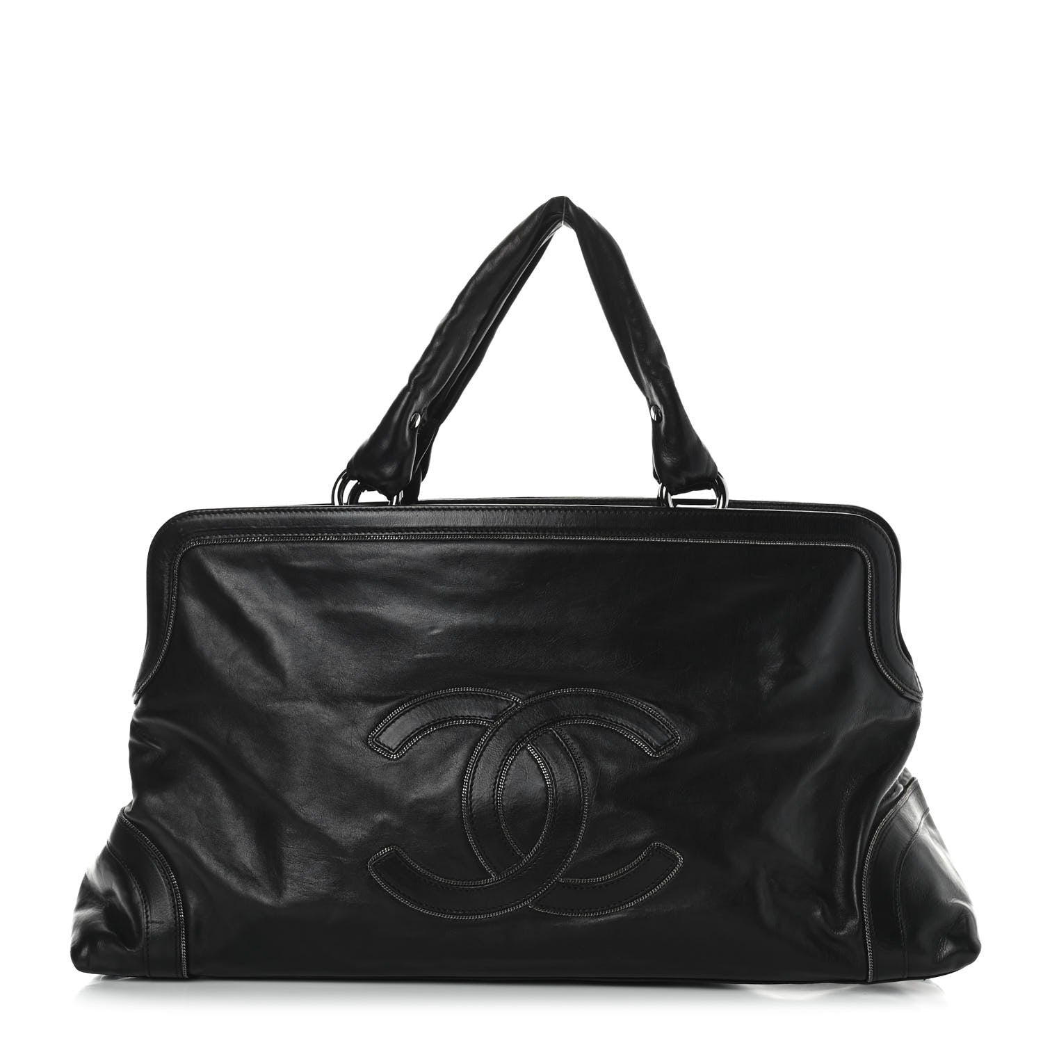 Chanel Lambskin East West Soho Shopper Black 1 of 9