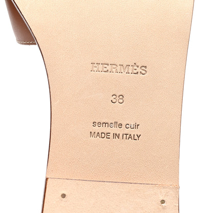 Hermes Box Calfskin Oran Sandals 38 Gold 7 of 9