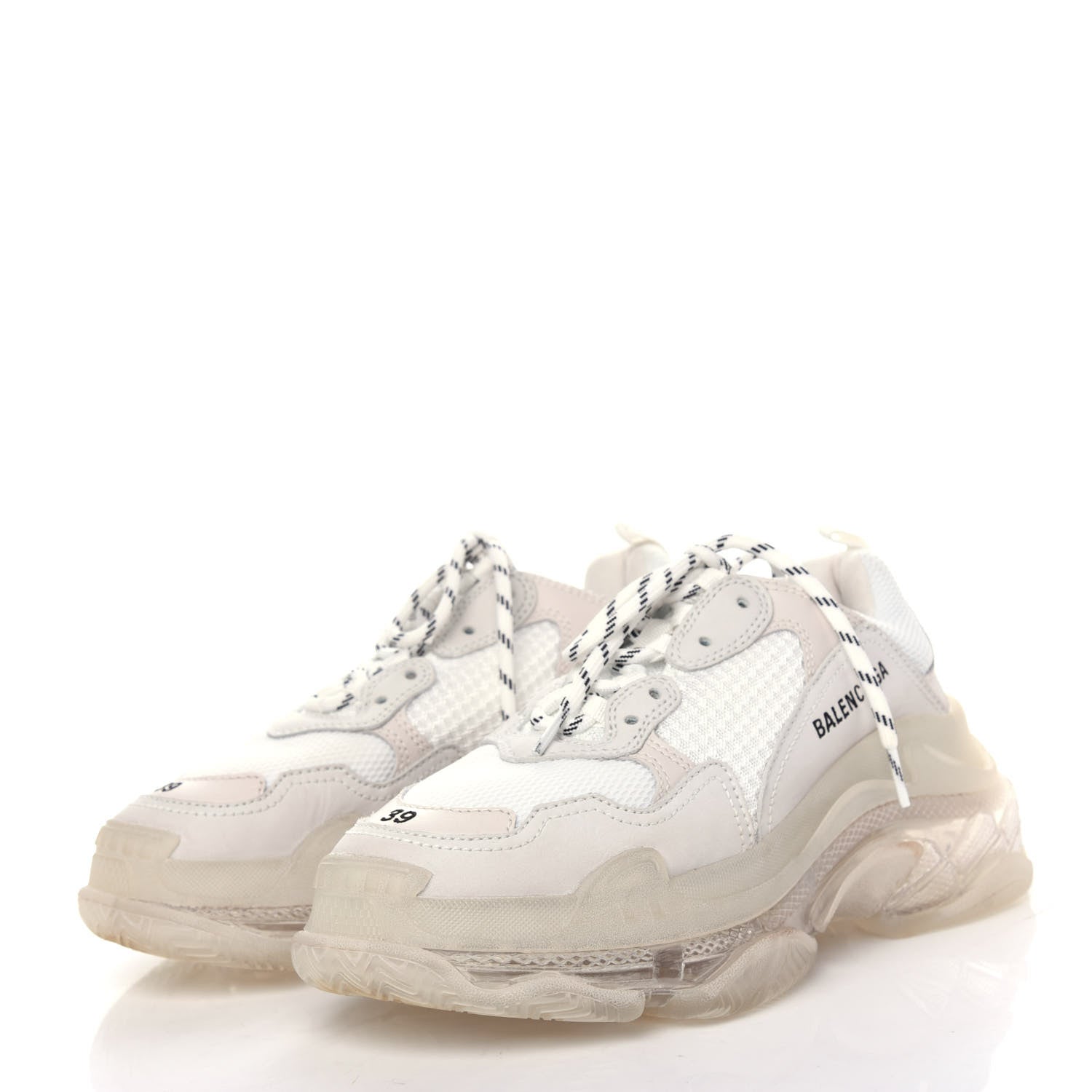 Balenciaga Fabric Mesh Clear Sole Womens Triple S Sneakers 39 White 3 of 10