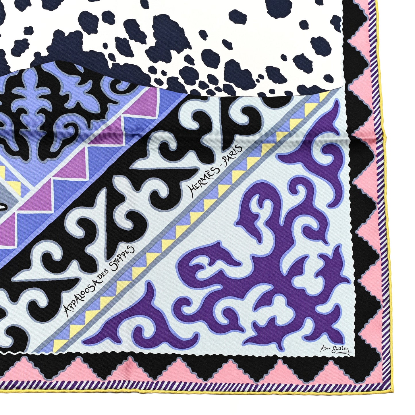 Silk Appaloosa Des Steppes Scarf 90 White Casse Marine Violet