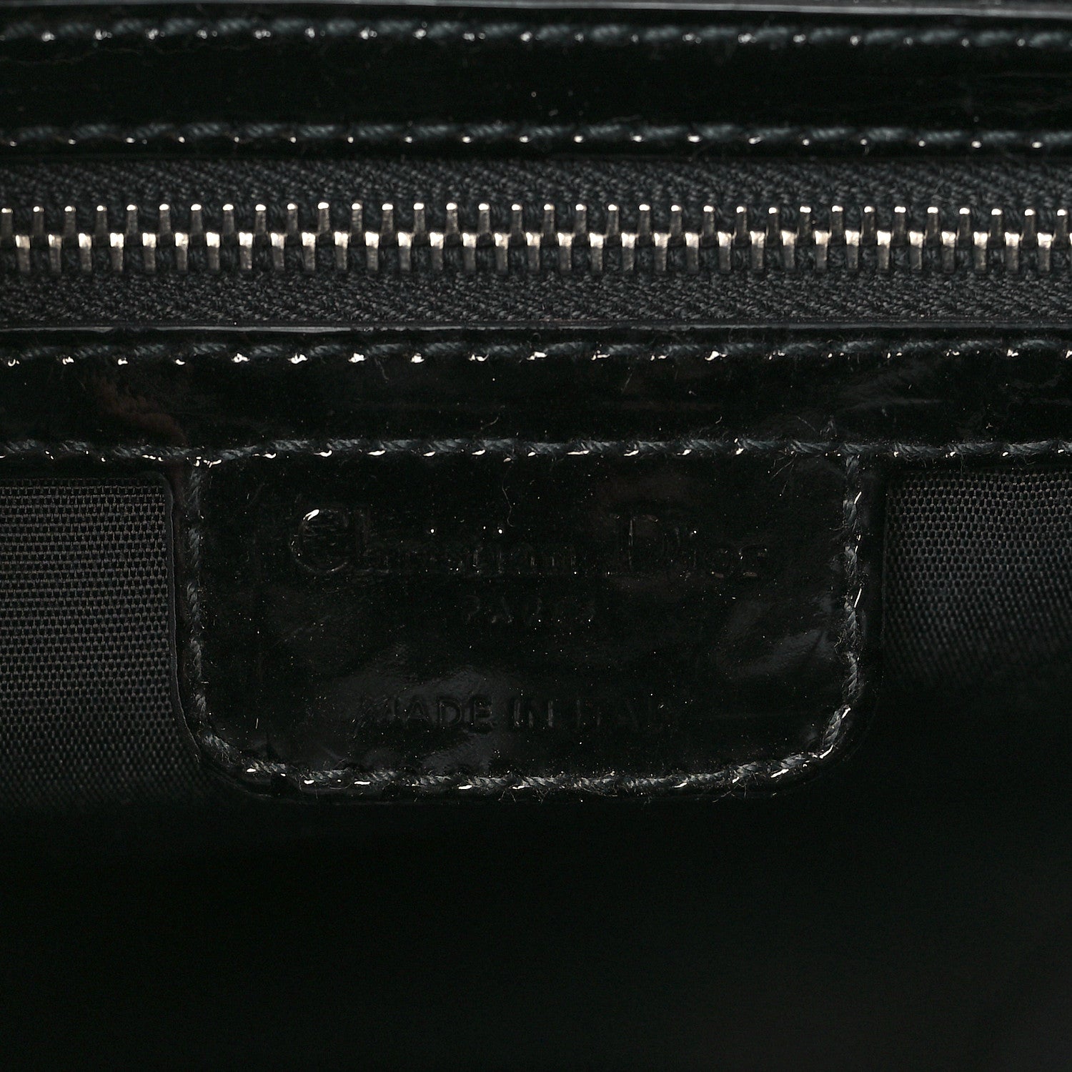 Christian Dior Patent Crocodile Embossed 61 Tote Black 6 of 9