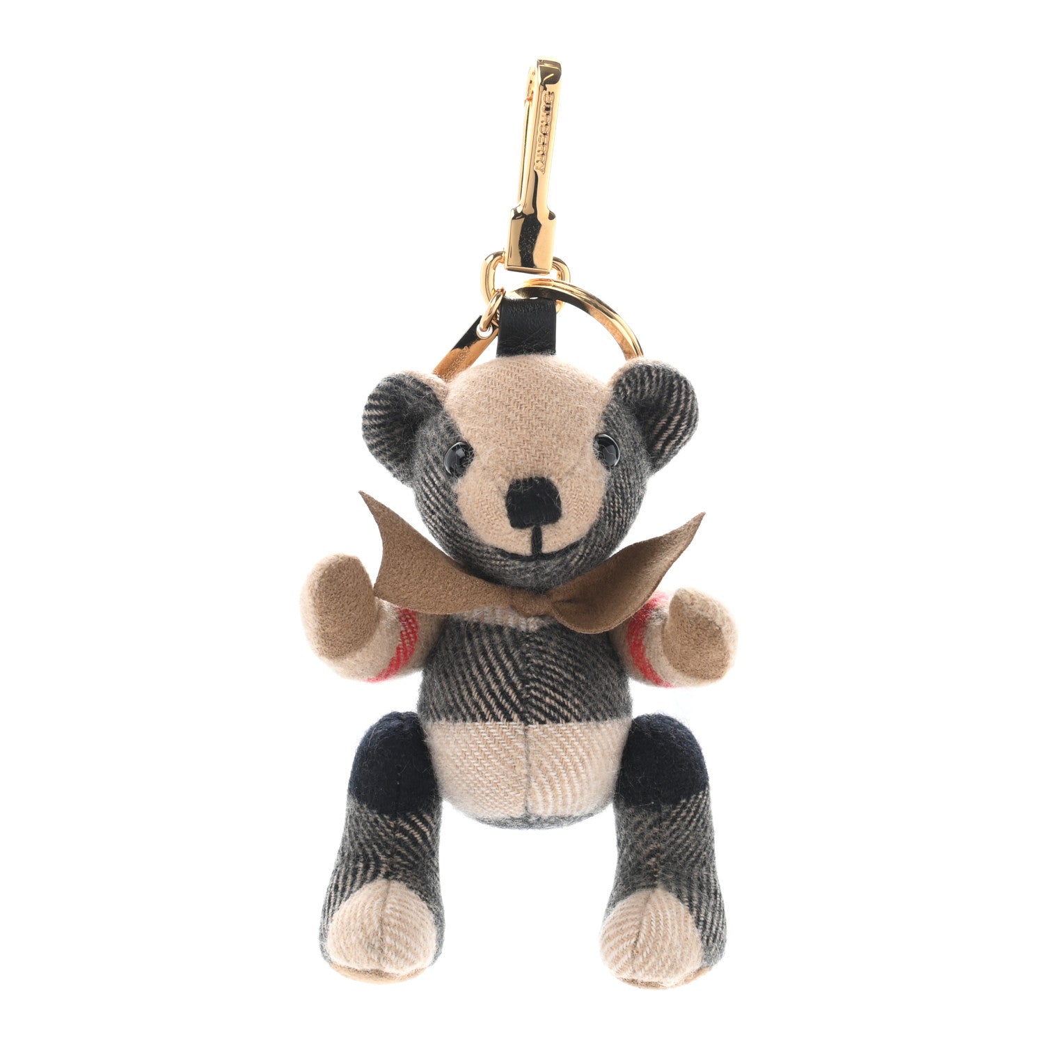 Burberry Cashmere Vintage Check Thomas Bear Bag Charm Camel 1 of 4