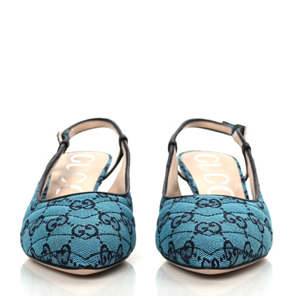 Gucci Monogram Multicolor Matelasse Nappa Double G 55mm Slingback Pumps 37 Light Blue 2 of 8