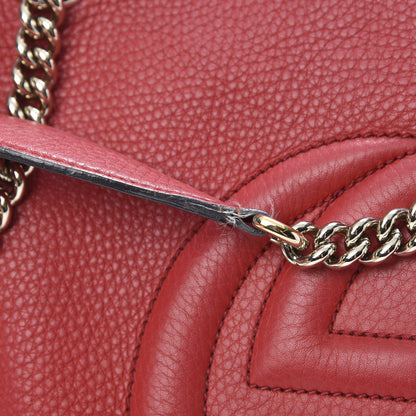 Gucci Pebbled Calfskin Medium Soho Chain Shoulder Bag Tabasco Red 15 of 17