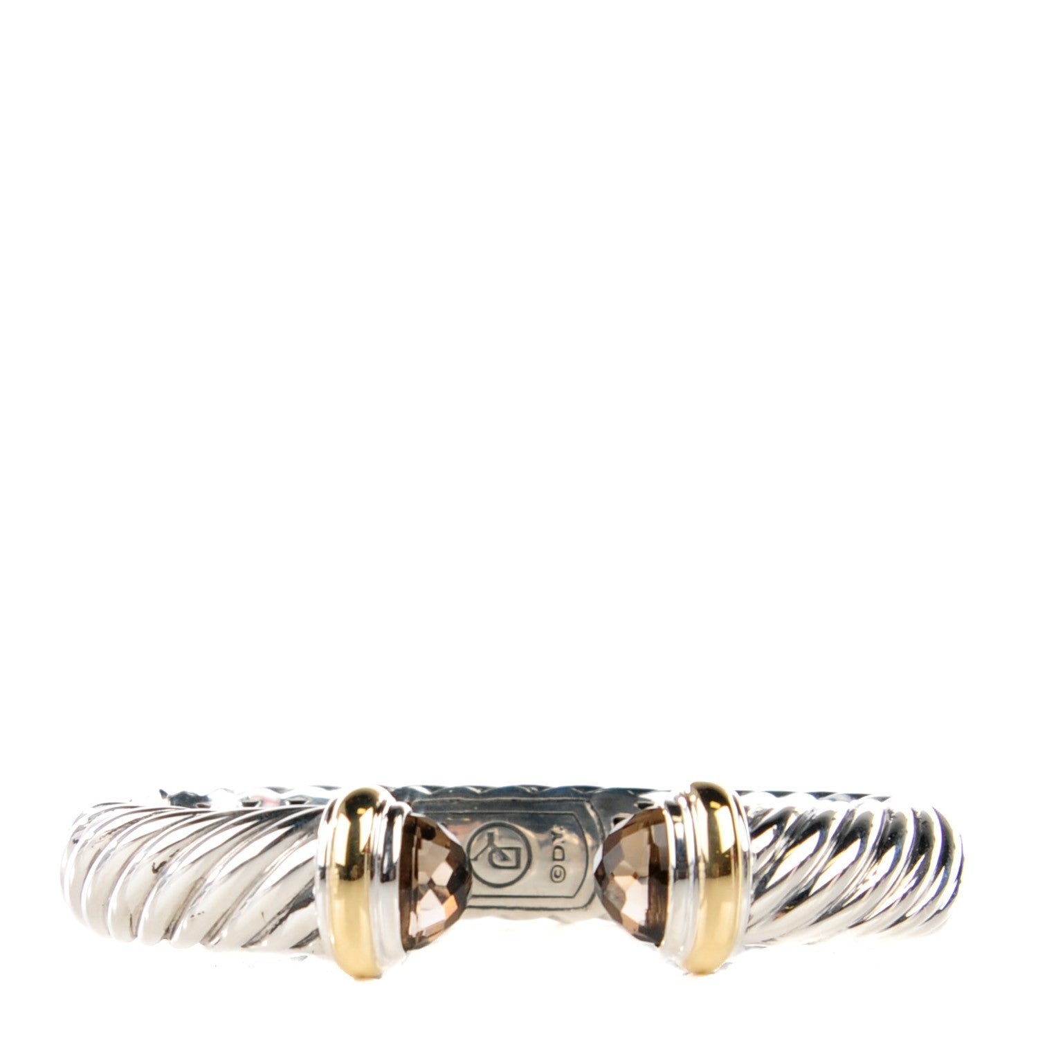 David Yurman Sterling Silver 18K Yellow Gold Smoky Quartz 11mm Waverly Bracelet 1 of 5