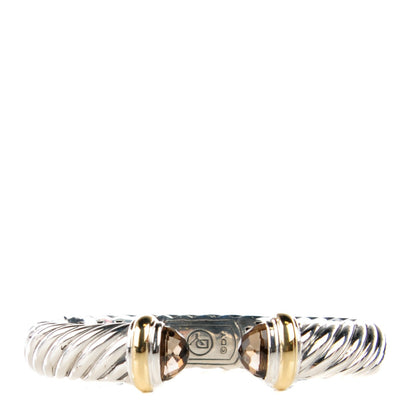 David Yurman Sterling Silver 18K Yellow Gold Smoky Quartz 11mm Waverly Bracelet 1 of 5