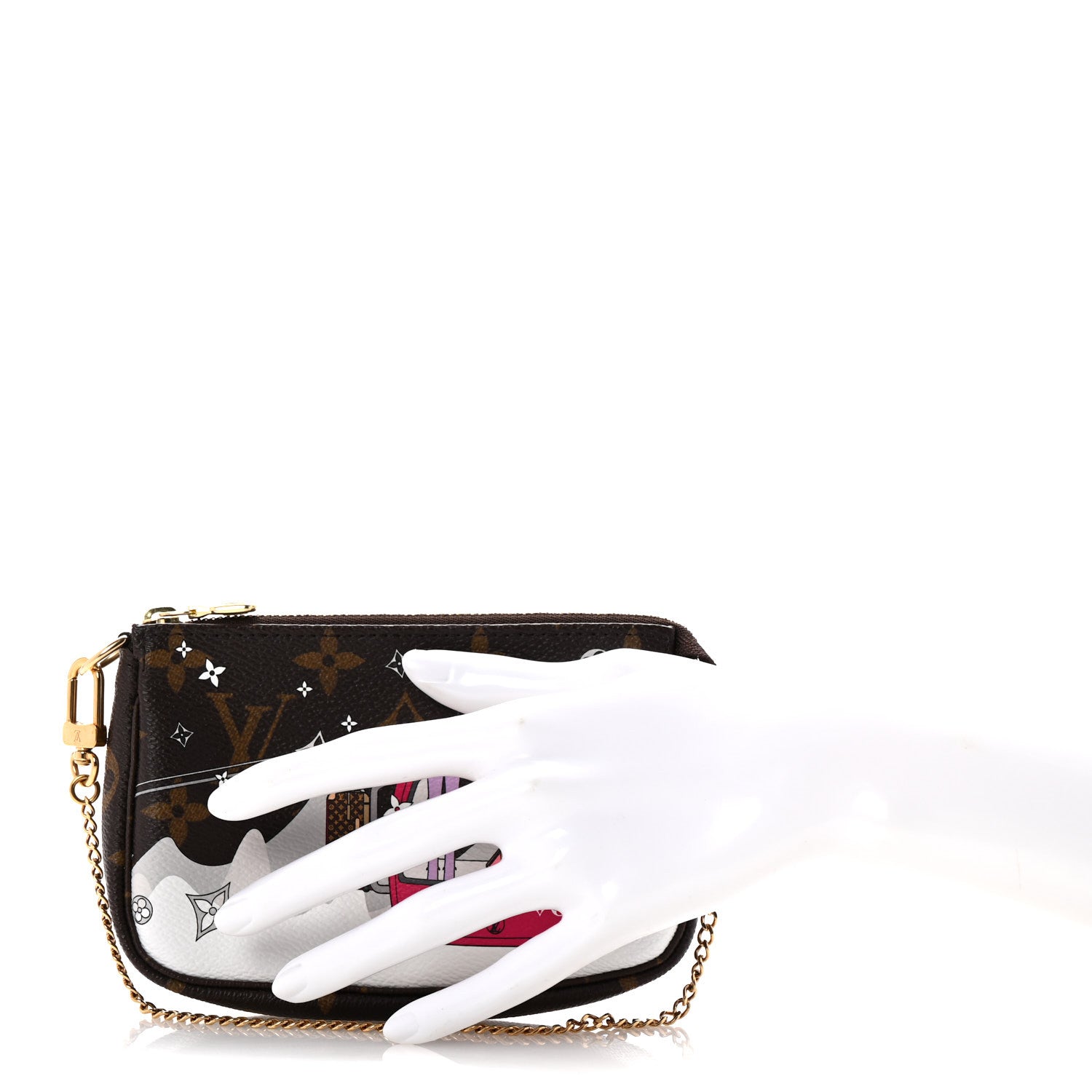 Louis Vuitton Monogram 2019 Christmas Animation Mini Courchevel Pochette Accessories Fuchsia 2 of 9