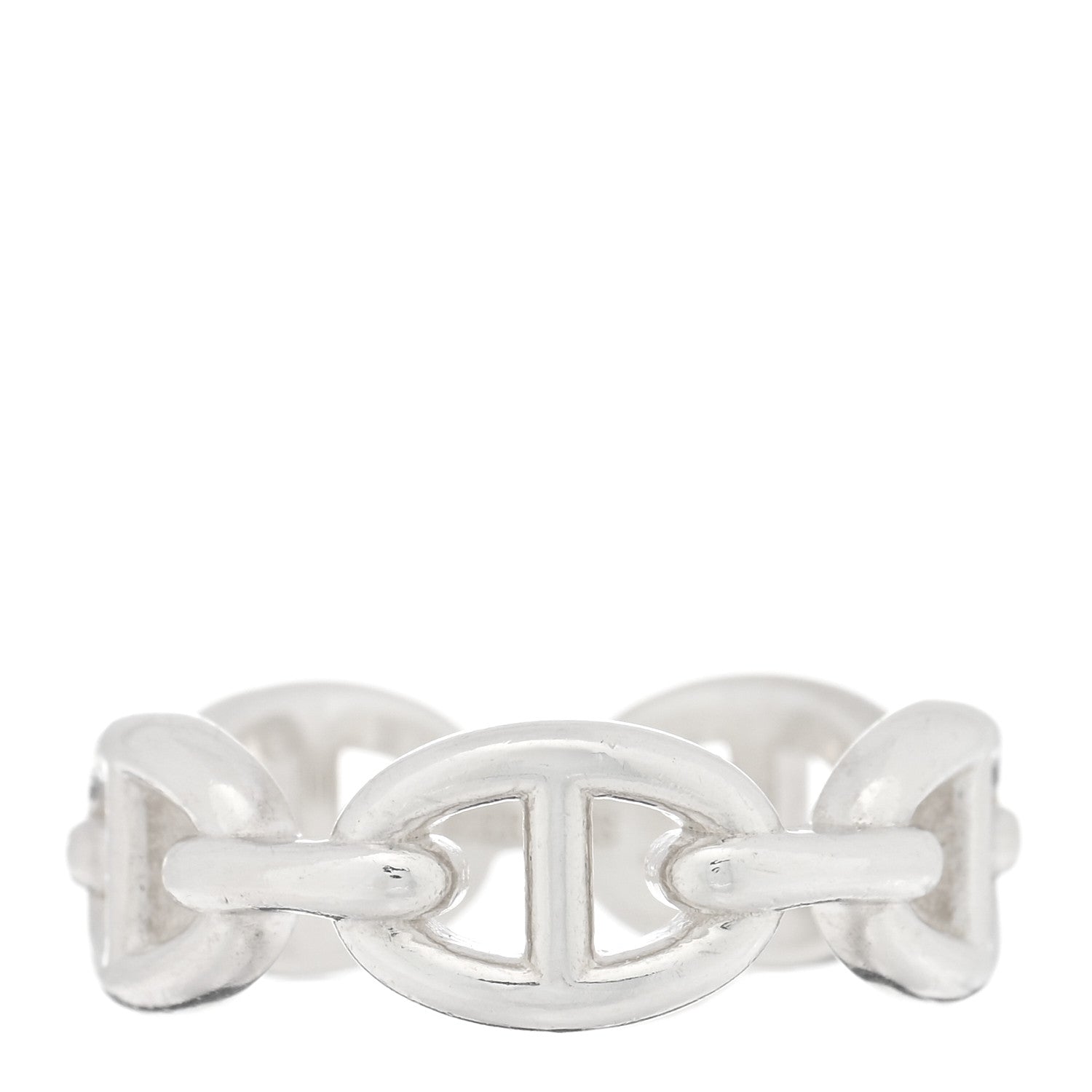 Hermes Sterling Silver PM Chaine d'Ancre Enchainee Band Ring 56 7.75 1 of 5