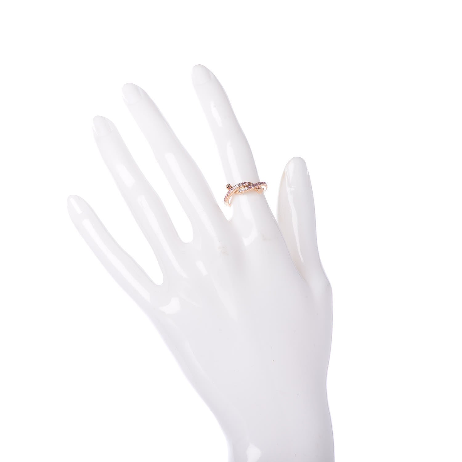 Cartier 18K Pink Gold Pink Sapphire Entrelaces Ring 48 4.5 2 of 7