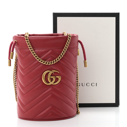 Gucci Calfskin Matelasse Mini GG Marmont 2.0 Bucket Bag Hibiscus Red 10 of 10