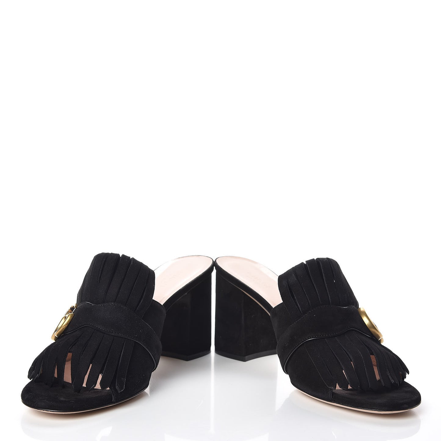 Kid Scamosciato GG Marmont Fringe 75mm Slide Sandals 41 Black