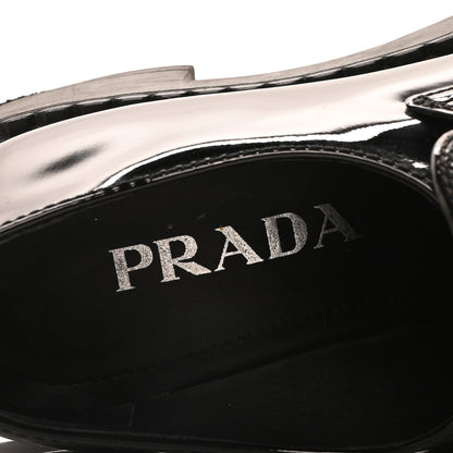 Prada Spazzolato Metal Triangle Logo 50mm Loafers 36 Black 8 of 9