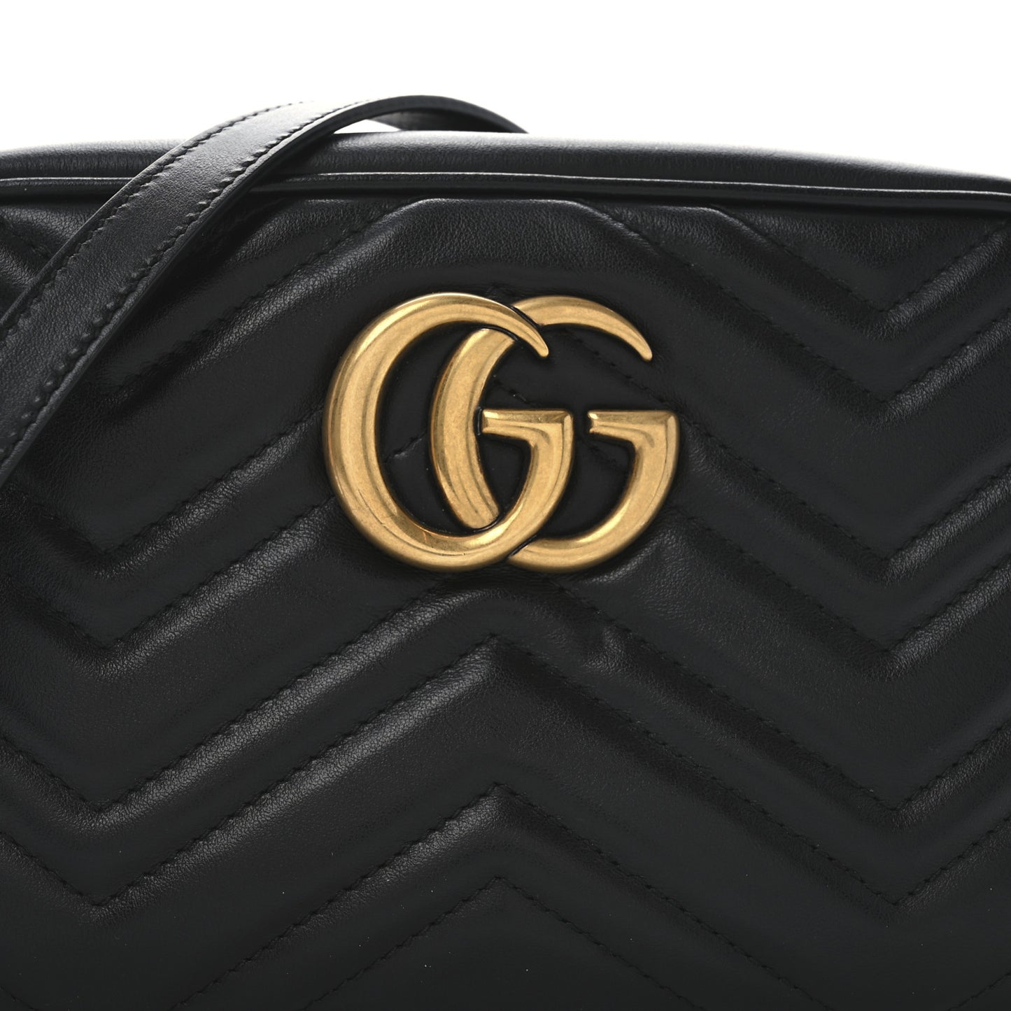 Calfskin Matelasse Small GG Marmont Chain Shoulder Bag Black