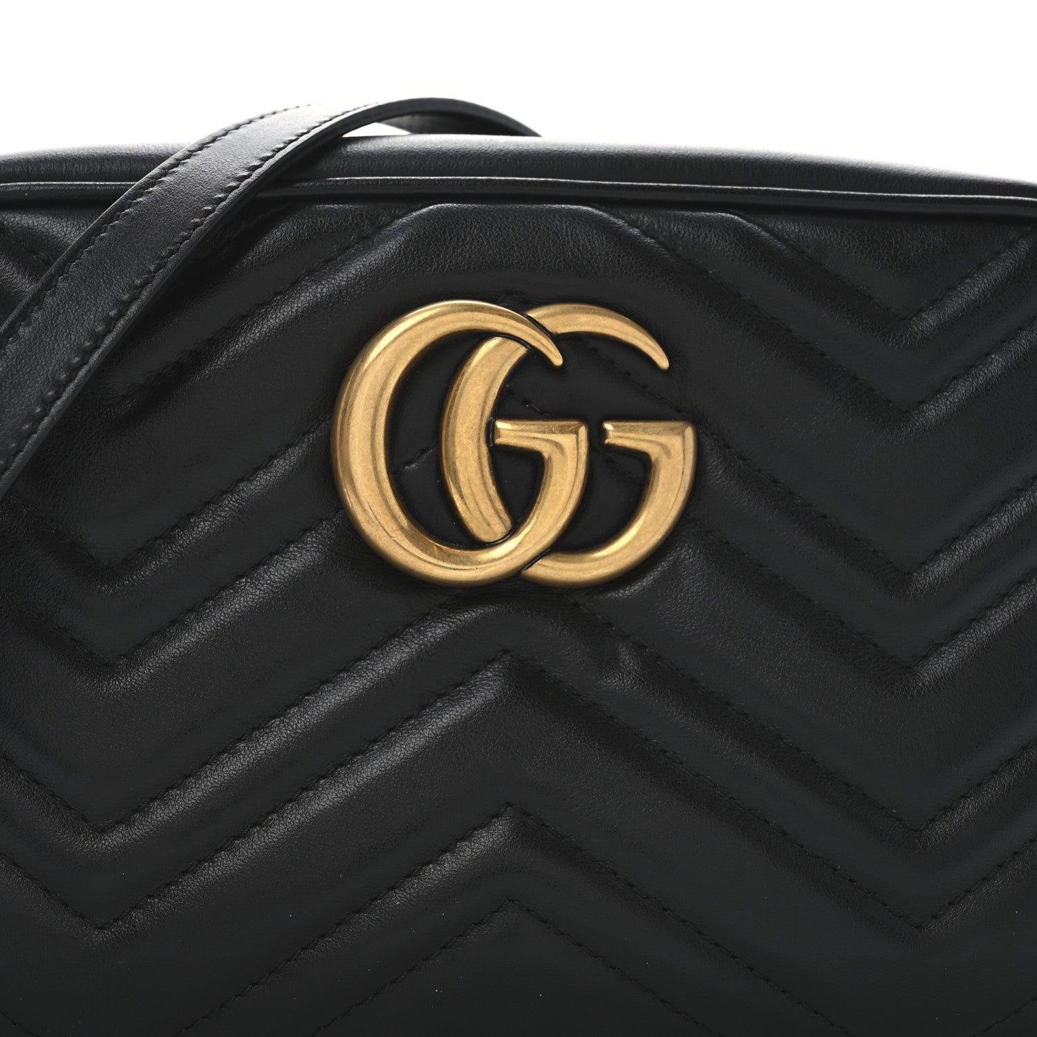 Gucci Calfskin Matelasse Small GG Marmont Chain Shoulder Bag Black 8 of 10