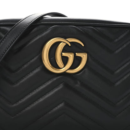 Gucci Calfskin Matelasse Small GG Marmont Chain Shoulder Bag Black 8 of 10