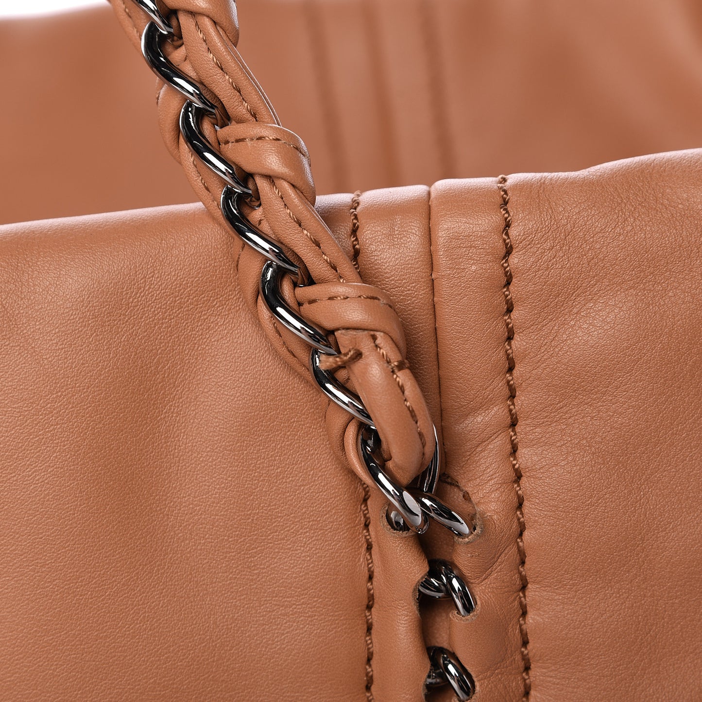 Smooth Calfskin Luxe Ligne Tote Dark Beige