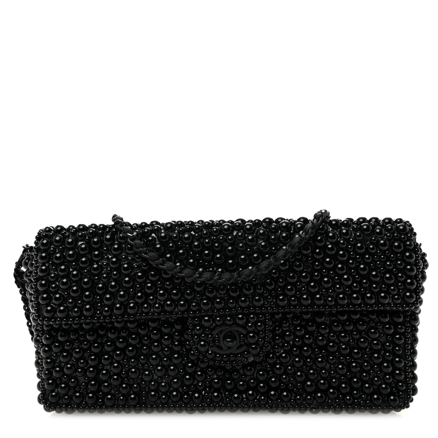 Pearl Beaded East West Flap Black So Black