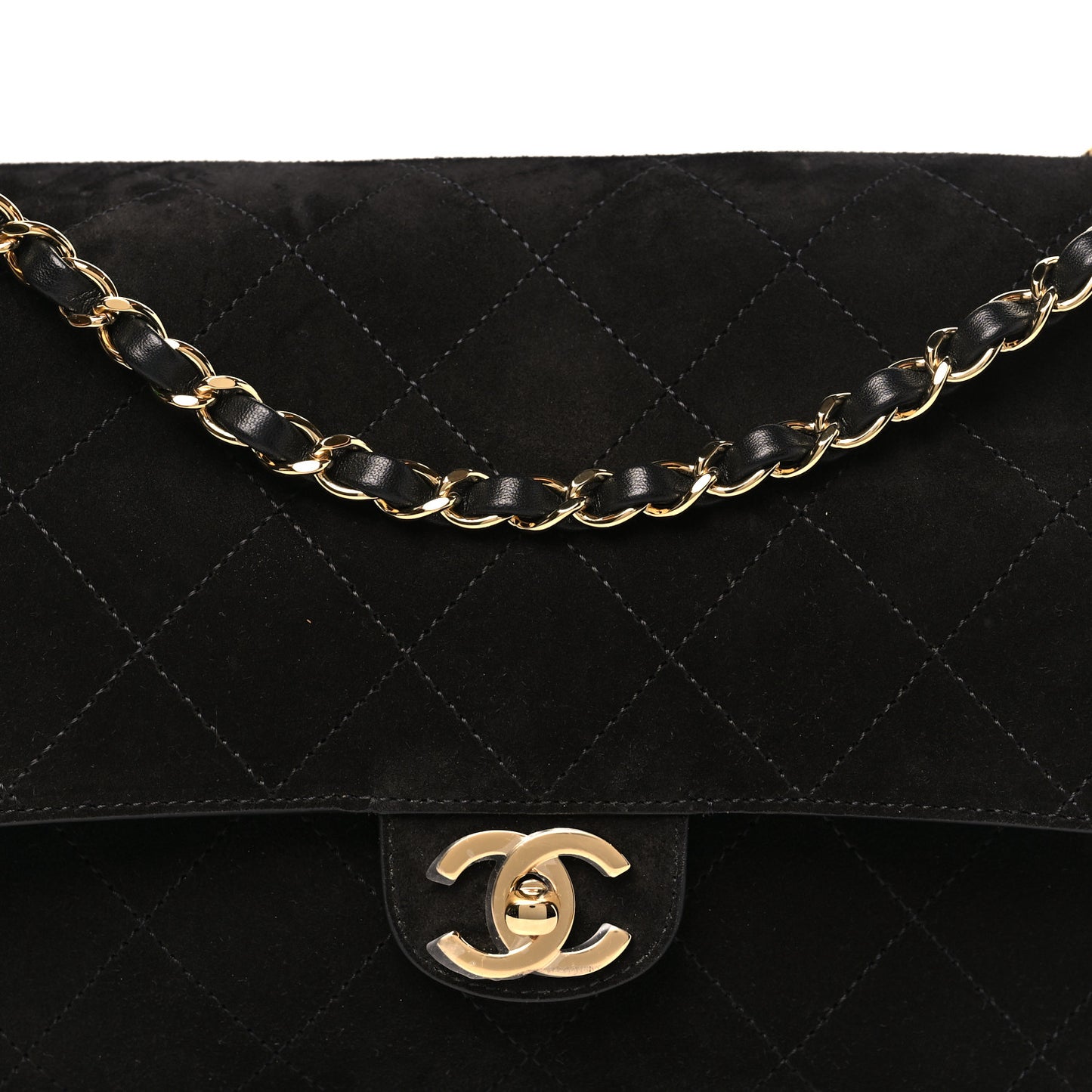 Suede Calfskin Small Souplissimo Maxi Flap Black