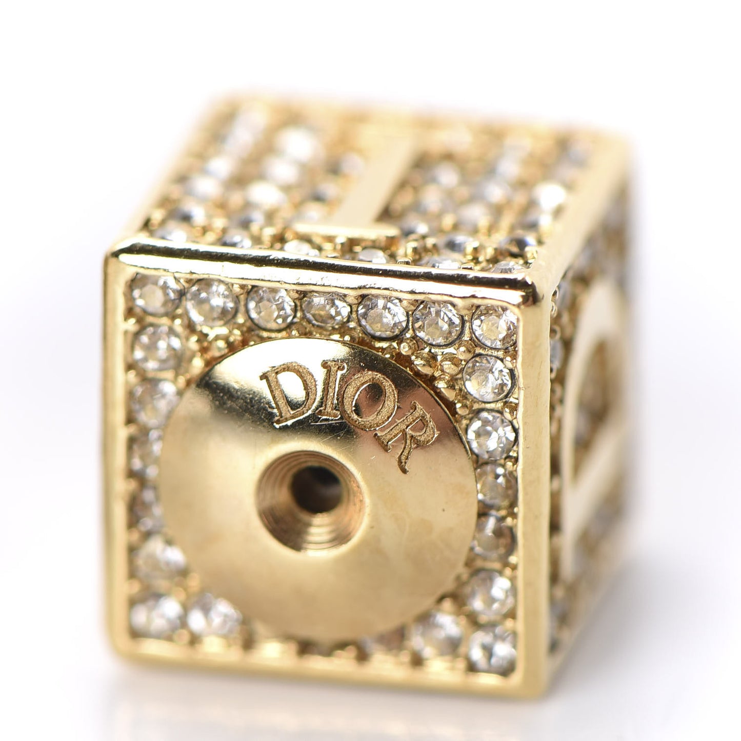 Metal Crystal Lucky Square Earrings Gold