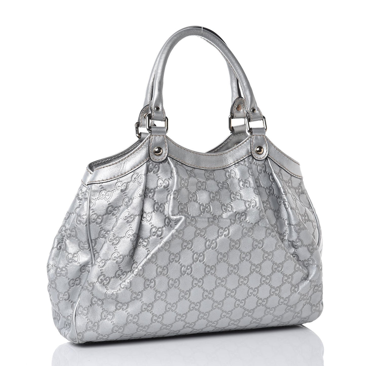 Guccissima Medium Sukey Tote Silver