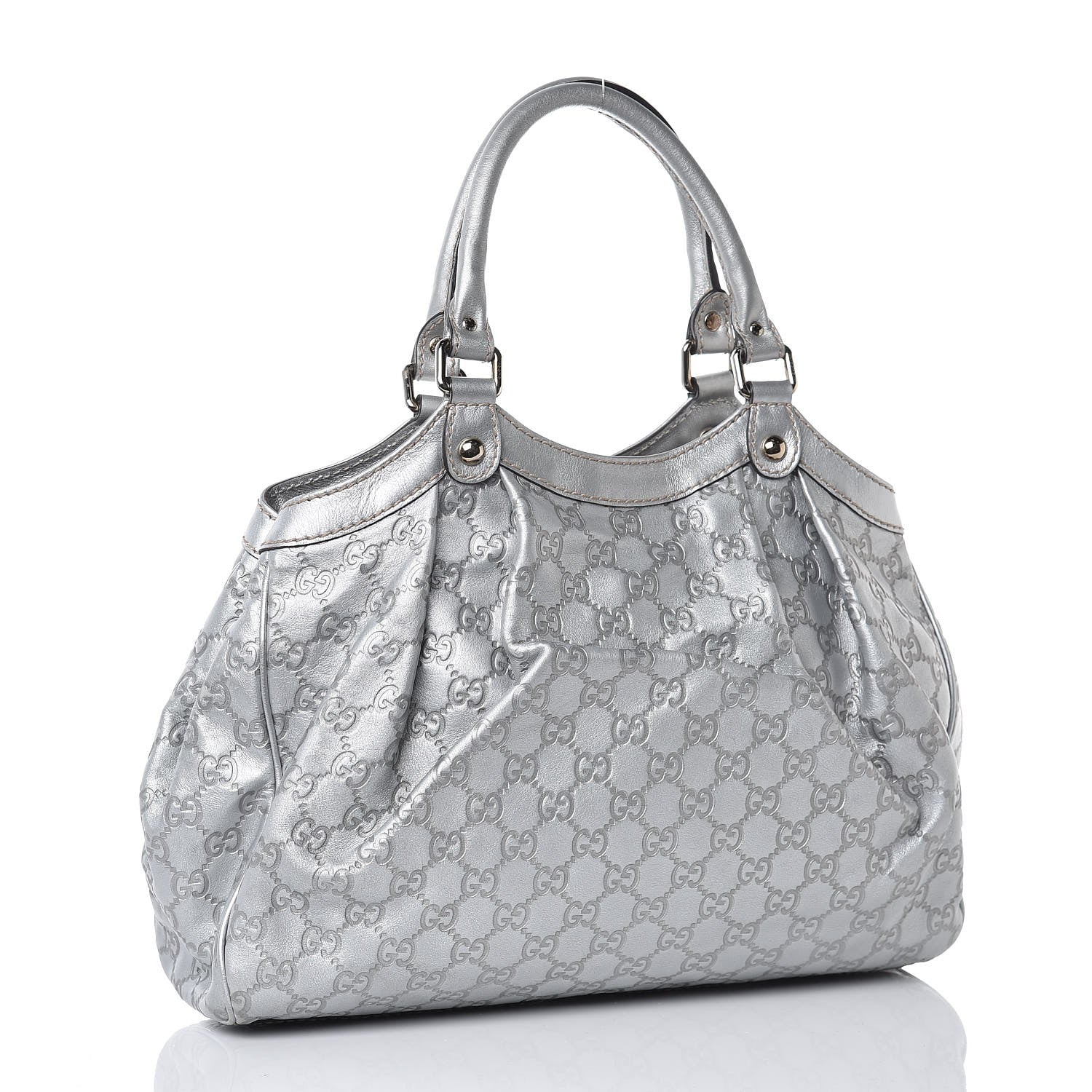 Gucci Guccissima Medium Sukey Tote Silver 3 of 17