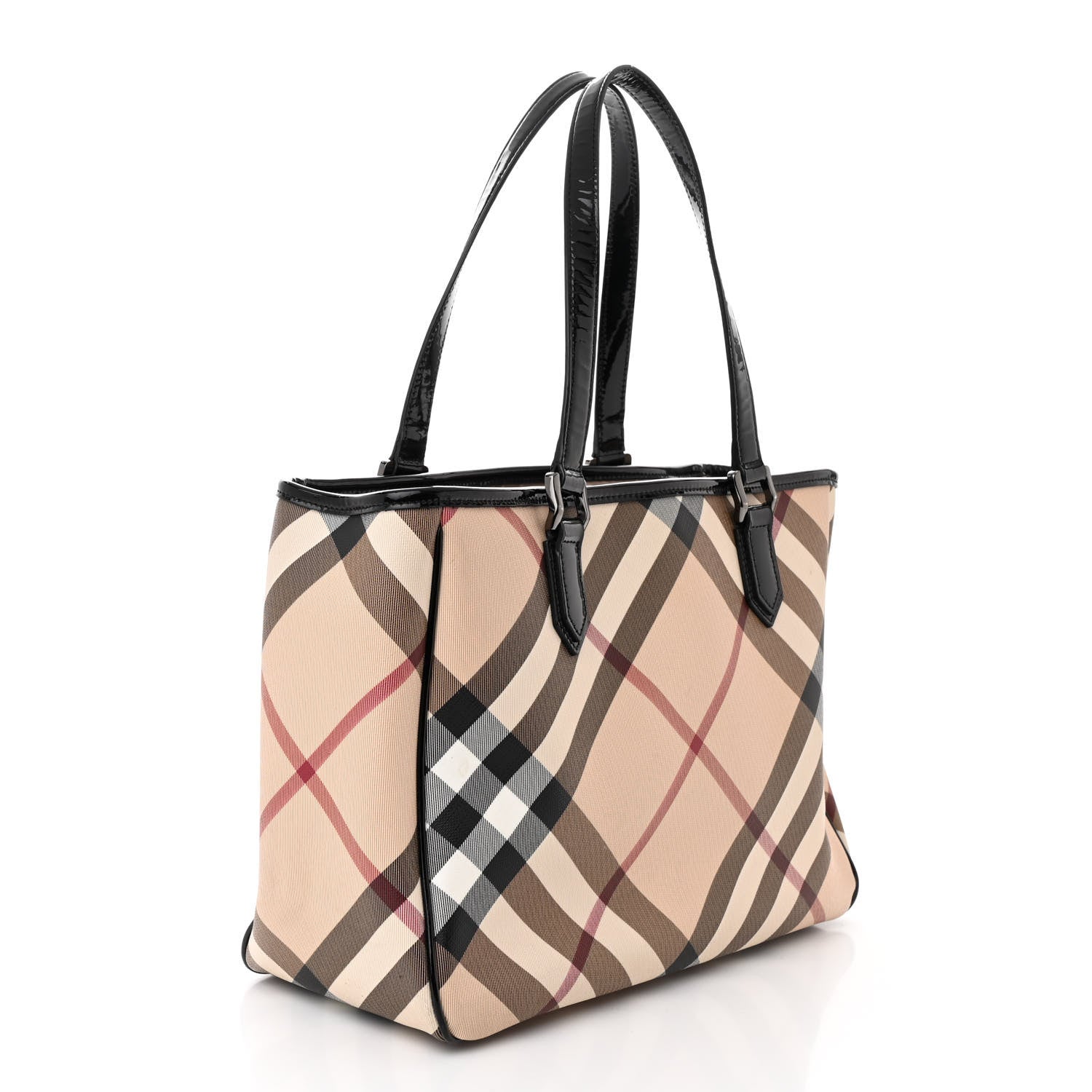 Burberry Nova Check Patent Medium Emmy Tote Black 3 of 14