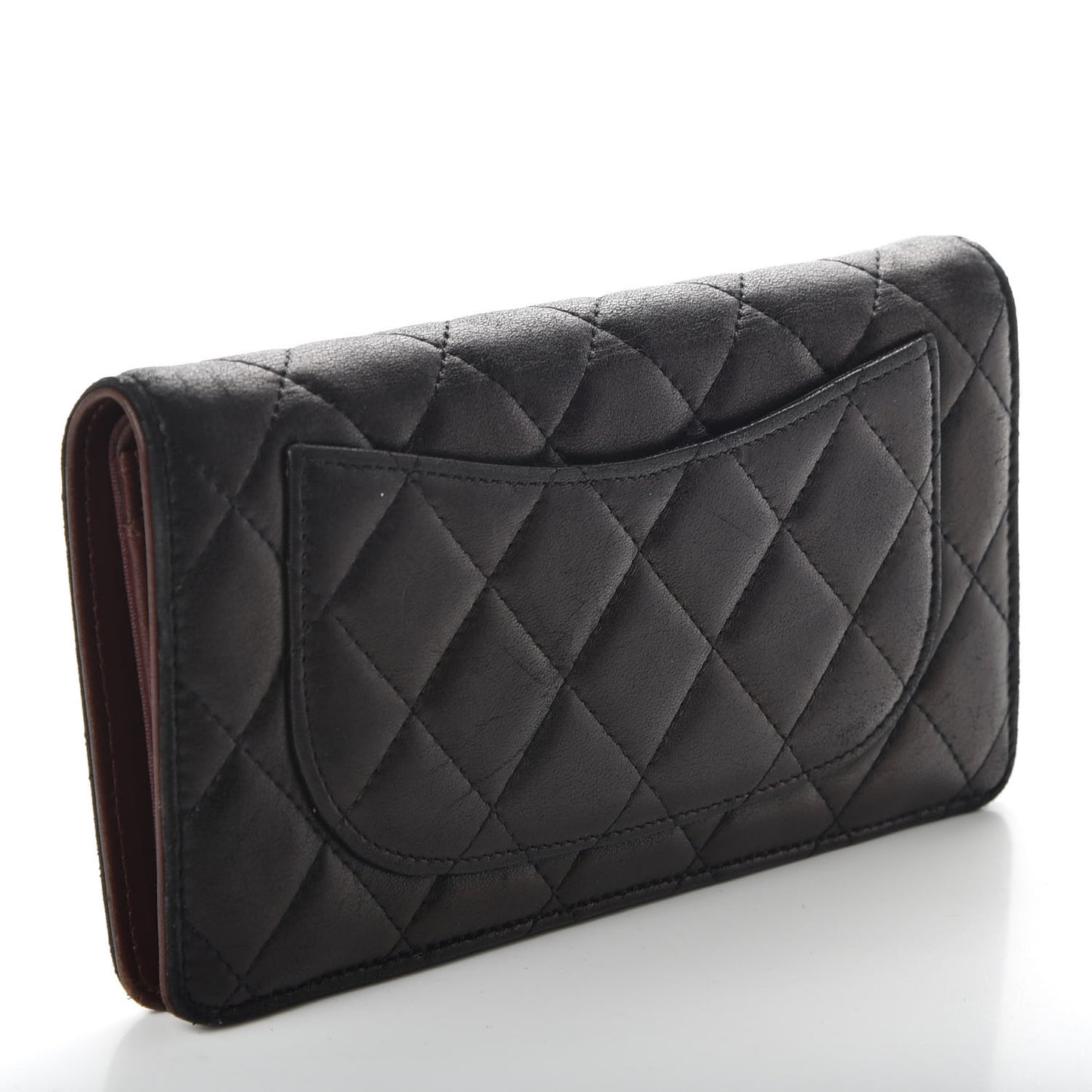 Lambskin Quilted Yen Wallet Black