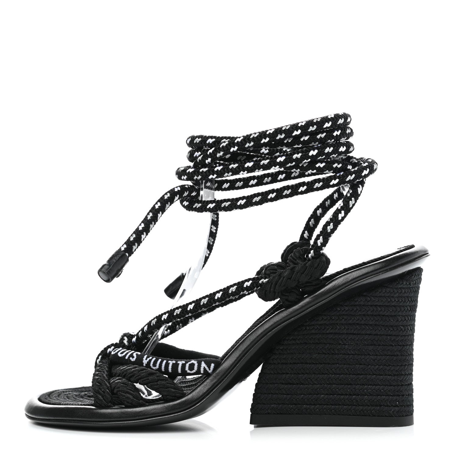 Louis Vuitton Fabric Maia Rope Wedge Sandal 36 Black 1 of 7