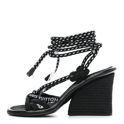 Louis Vuitton Fabric Maia Rope Wedge Sandal 36 Black 1 of 7