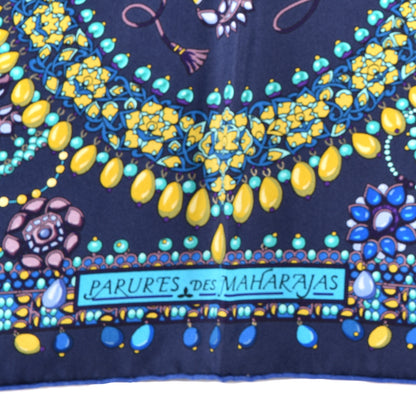 Hermes Silk Parures Des Maharajas Scarf 90 Caban Turquoise Arnica 2 of 4