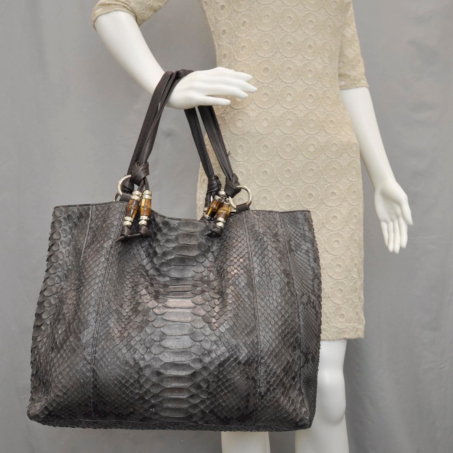 Gucci Python Large Jungle Tote Grey 2 of 9