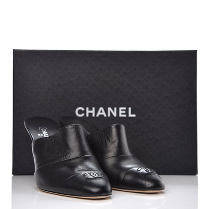 Chanel Lambskin Cap Toe CC Mules 38 Black 14 of 14