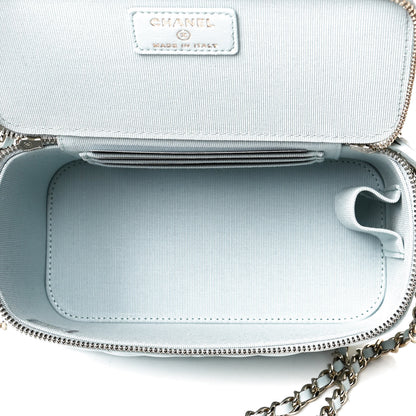 Chanel Lambskin Quilted Small Top Handle Vanity Case With Chain Light Blue 4 of 10