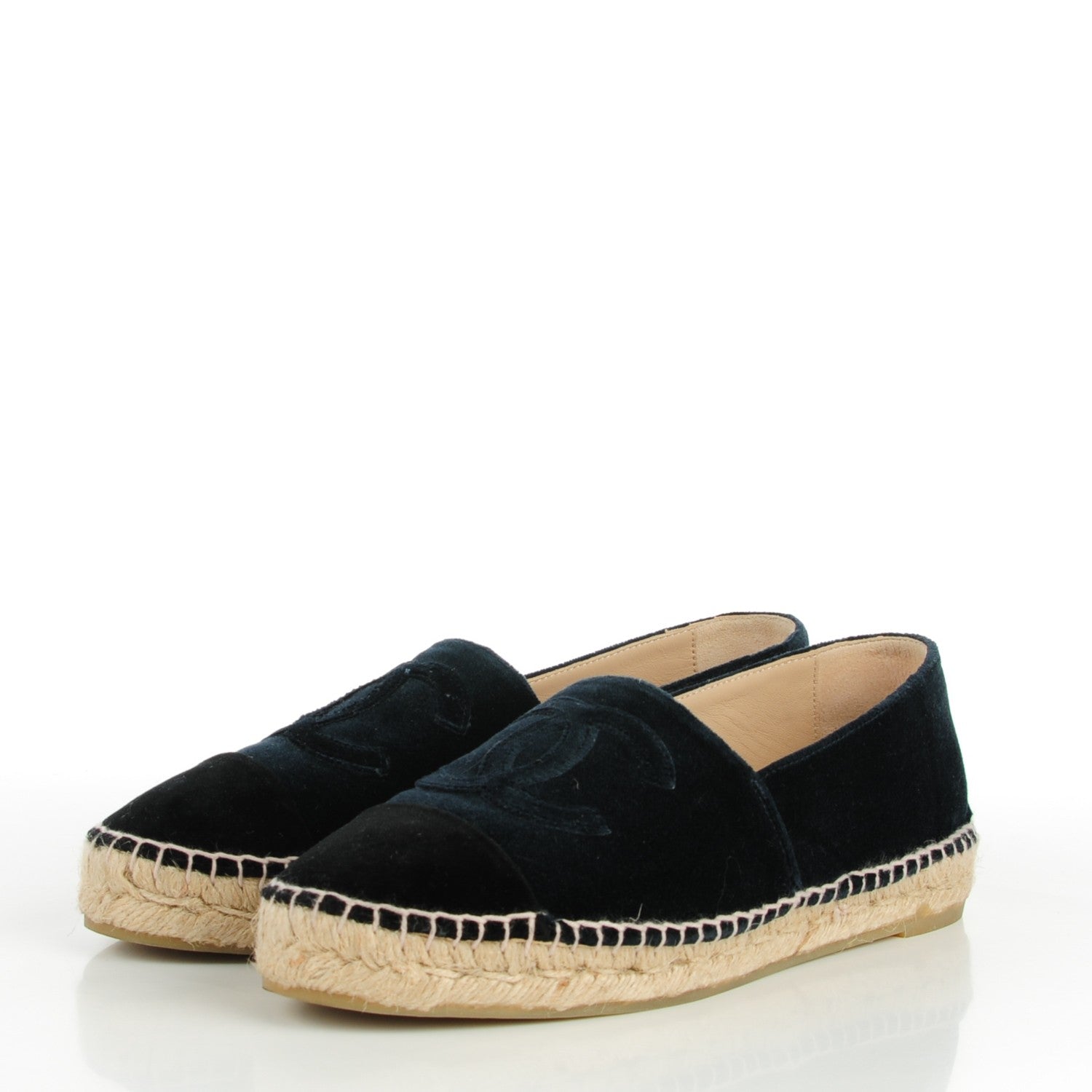 Chanel Velvet CC Espadrilles 39 Navy Black 6 of 17
