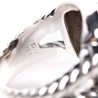David Yurman Sterling Silver Diamond 17mm Albion Pave Ring 60 9 5 of 5