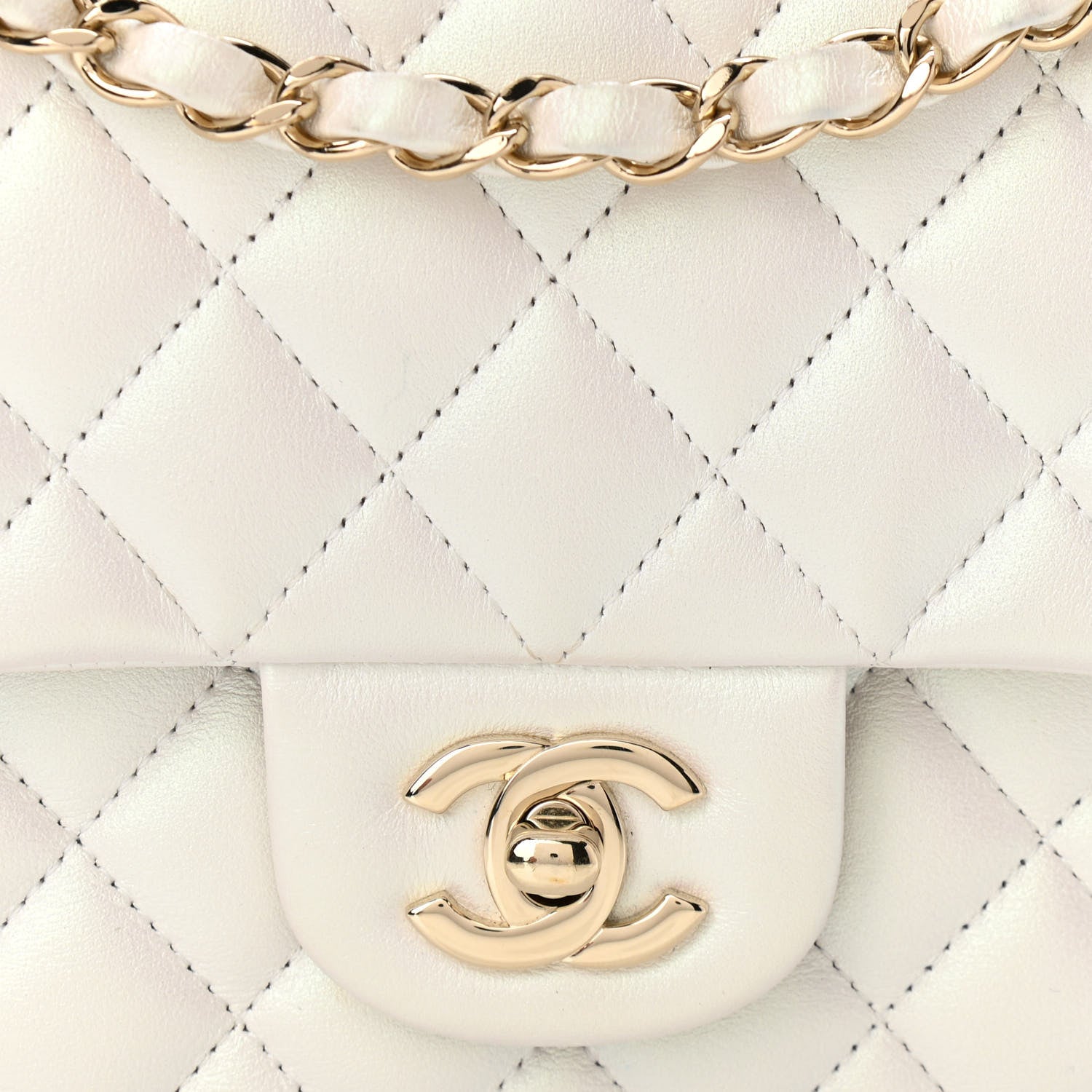 Chanel Iridescent Calfskin Quilted Medium Double Flap White 8 of 11
