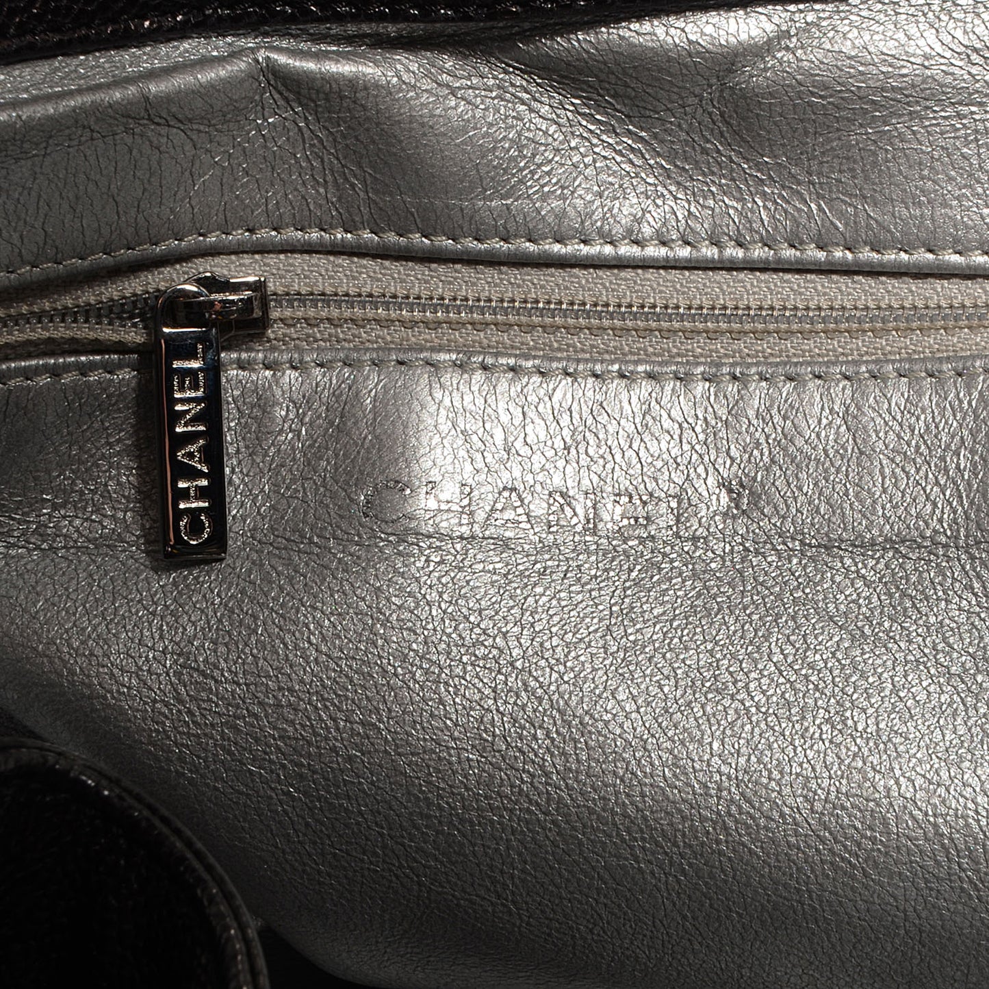Glazed Caviar East West Modern Chain Tote Black
