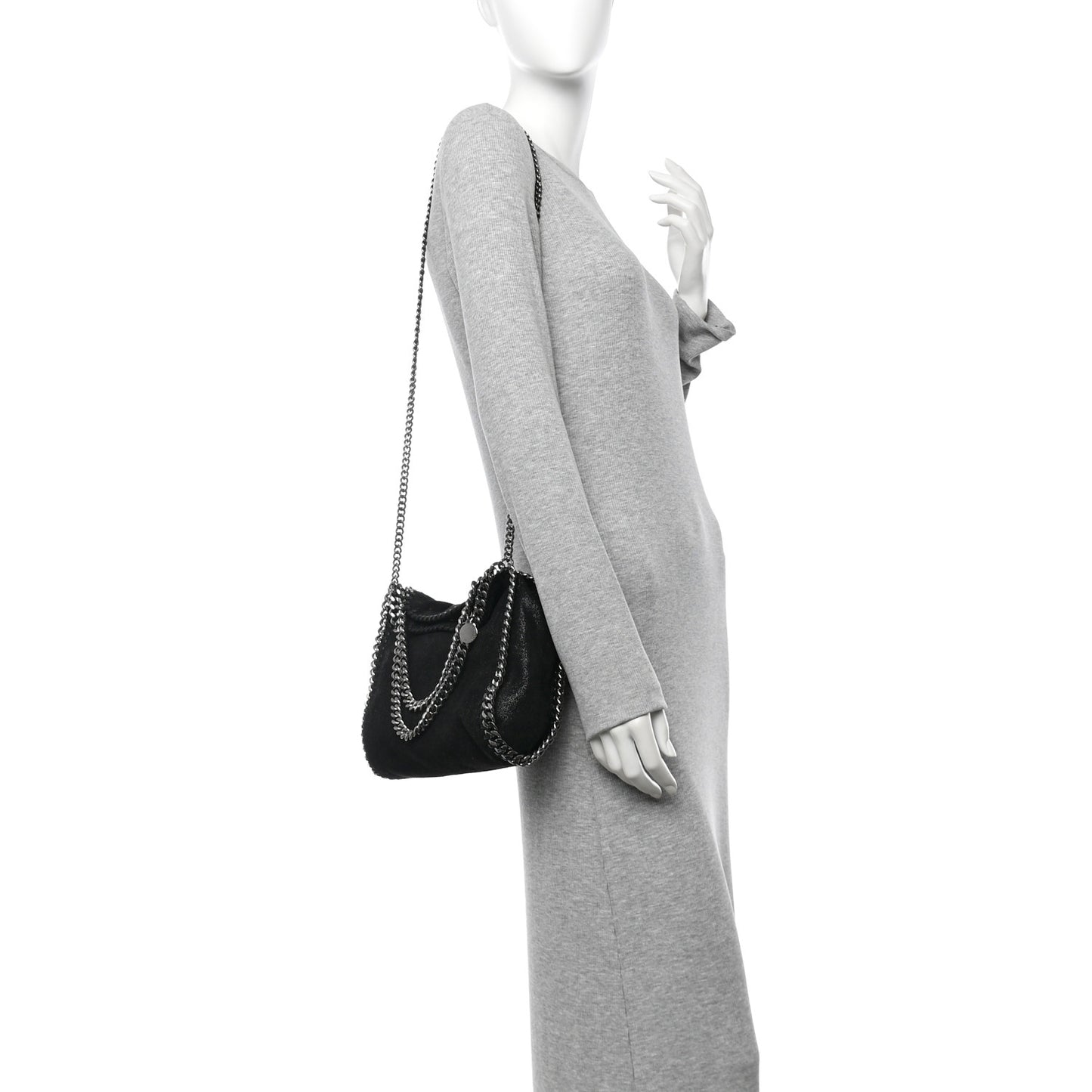 Shaggy Deer Mini Falabella Fold Over Tote Black