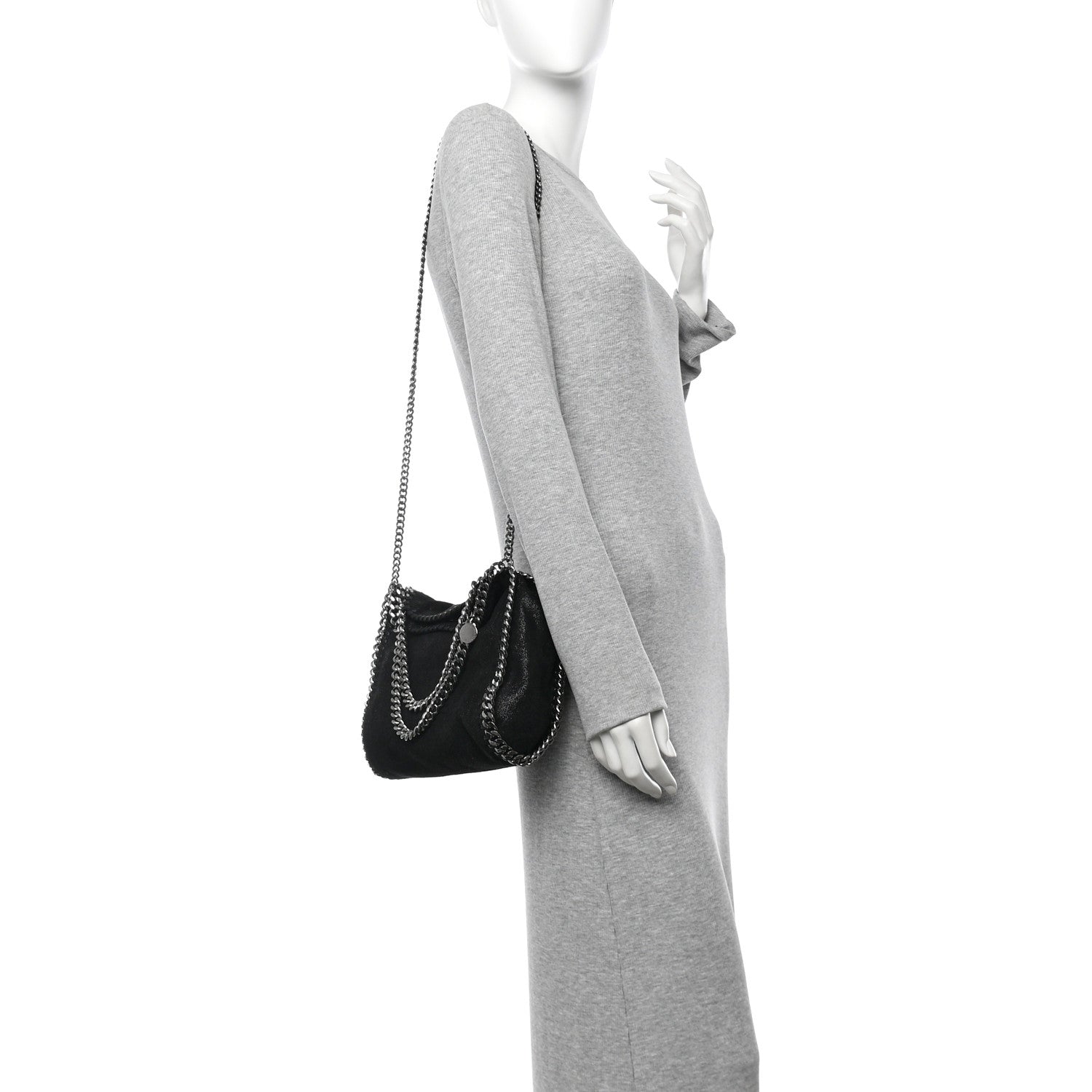 Stella McCartney Shaggy Deer Mini Falabella Fold Over Tote Black 2 of 9